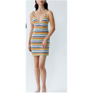 NWT My Beachy Side Crochet Ali Rainbow halter mini dress cover up size medium
